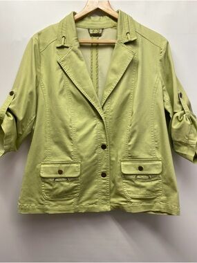 TanJay Light Green Women's Utility Blazer with Roll-Tab Sleeves